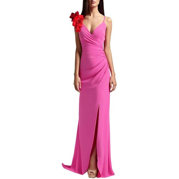 Dress The Population Dresses & Skirts - Dress The Population Womens Pink Ruffled Polyester Evening Dress NWT